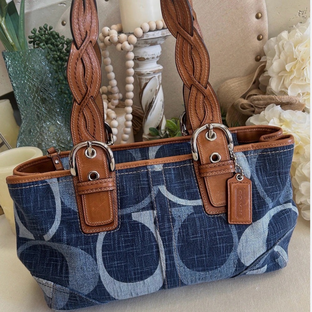 Coach Denim and Leather Shoulder Bag